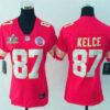 Women’s Kansas City Chiefs #87 Travis Kelce Red 2021 Super Bowl LV Vapor Untouchable Stitched Nike Limited NFL Jersey