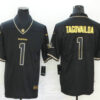 Men’s Miami Dolphins #1 Tua Tagovailoa Black 100th Season Golden Edition Jersey