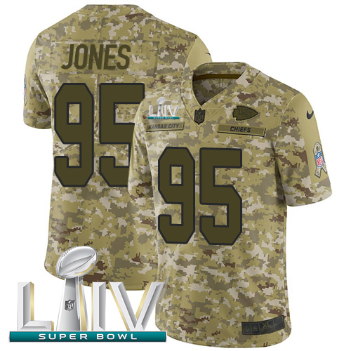 Nike Chiefs #95 Chris Jones Camo Super Bowl LIV 2020 Men’s Stitched NFL Limited 2018 Salute To Service Jersey