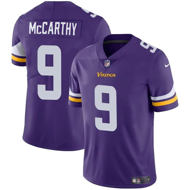 Men’s Minnesota Vikings #9 J.J. McCarthy Purple 2024 Draft Vapor Untouchable Limited Football Stitched Jersey