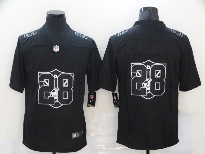 Men’s Las Vegas Raiders #28 Josh Jacobs Black 2020 Shadow Logo Vapor Untouchable Stitched NFL Nike Limited Jersey