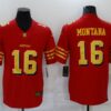 Men’s San Francisco 49ers #16 Joe Montana Red Gold 2021 Vapor Untouchable Stitched NFL Nike Limited Jersey