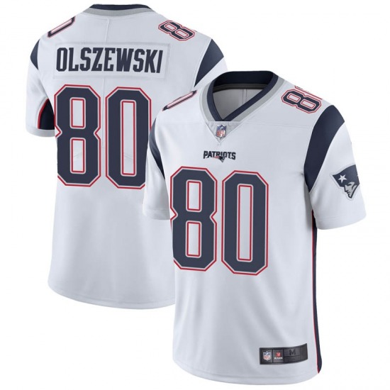 Men’s New England Patriots #80 Gunner Olszewski Limited White Vapor Untouchable Jersey
