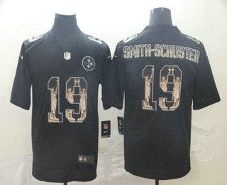 Men’s Pittsburgh Steelers #19 JuJu Smith-Schuster 2019 Black Statue Of Liberty Stitched NFL Nike Limited Jersey