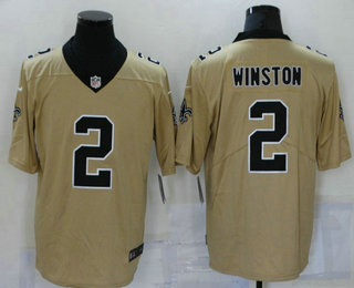 Men’s New Orleans Saints #2 Jameis Winston Gold 2019 Inverted Legend Stitched NFL Nike Limited Jersey