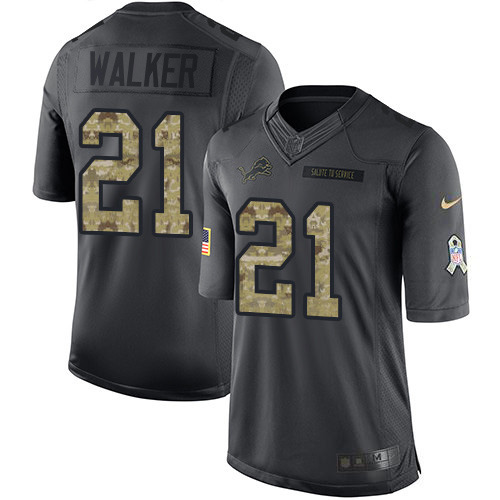 Nike Lions #21 Tracy Walker Black Men’s Stitched NFL Limited 2016 Salute To Service Jersey