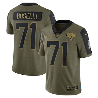 Men’s Jacksonville Jaguars #71 Tony Boselli Nike Olive 2021 Salute To Service Retired Player Limited Jersey