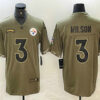 Men’s Pittsburgh Steelers #3 Russell Wilson Olive 2022 Salute To Service Limited Stitched Jersey