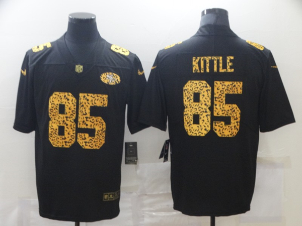 Men’s San Francisco 49ers #85 George Kittle 2020 Black Leopard Print Fashion Limited Stitched Jersey