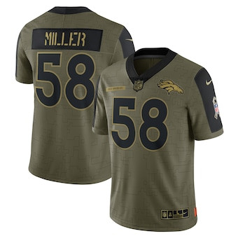 Men’s Denver Broncos #58 Von Miller Nike Olive 2021 Salute To Service Limited Player Jersey