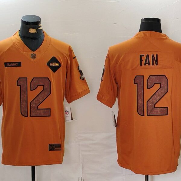 Men’s Seattle Seahawks #12 Fan 2023 Brown Salute To Service Limited Stitched Jersey