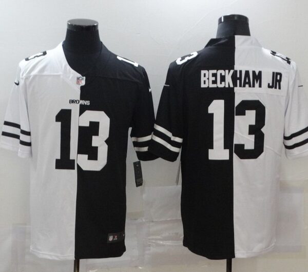 Men’s Cleveland Browns #13 Odell Beckham Jr White Black Peaceful Coexisting 2020 Vapor Untouchable Stitched NFL Nike Limited Jersey