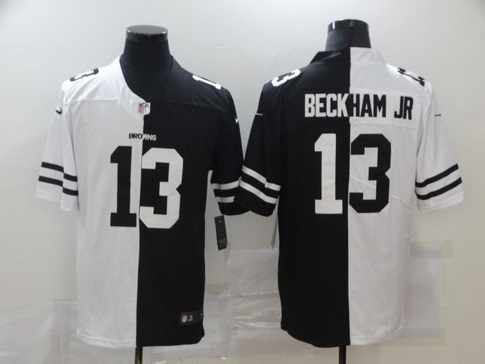 Men’s Cleveland Browns #13 Odell Beckham Jr White Black Peaceful Coexisting 2020 Vapor Untouchable Stitched NFL Nike Limited Jersey