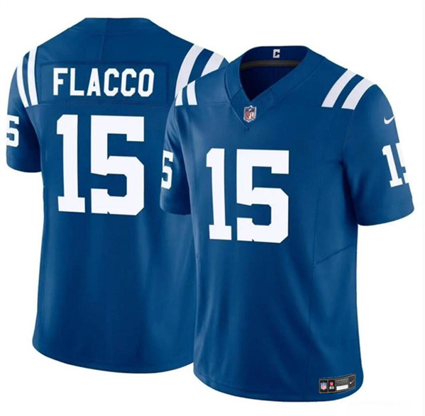 Men’s Indianapolis Colts #15 Joe Flacco Blue 2024 F.U.S.E. Vapor Limited Football Stitched Jersey