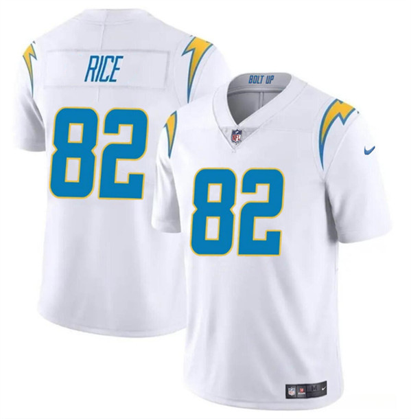 Men’s Los Angeles Chargers #82 Brenden Rice White 2024 Draft Vapor Limited Football Stitched Jersey