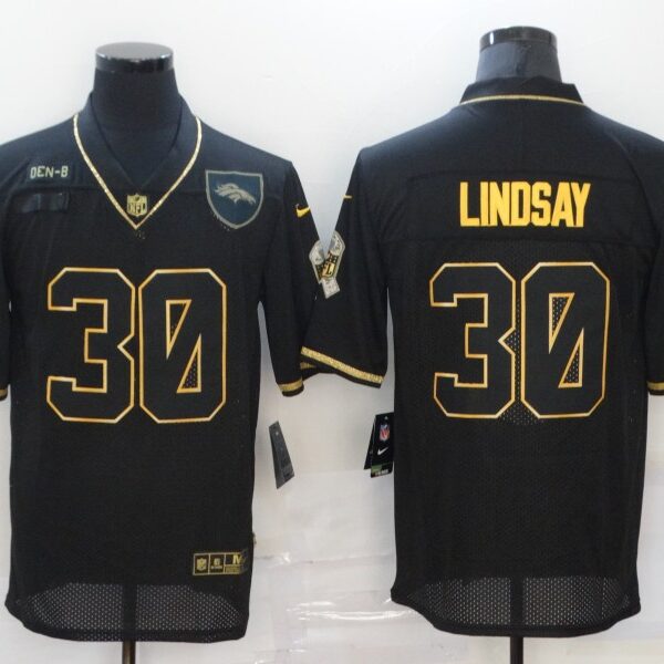 Men’s Denver Broncos #30 Phillip Lindsay Black Gold 2020 Salute To Service Stitched NFL Nike Limited Jersey
