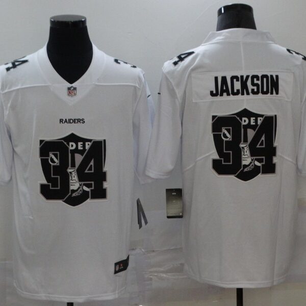Men’s Las Vegas Raiders #34 Bo Jackson White 2020 Shadow Logo Vapor Untouchable Stitched NFL Nike Limited Jersey