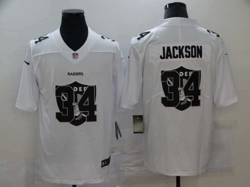 Men’s Las Vegas Raiders #34 Bo Jackson White 2020 Shadow Logo Vapor Untouchable Stitched NFL Nike Limited Jersey