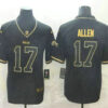 Men’s Buffalo Bills #17 Josh Allen Black 100th Season Golden Edition Jersey