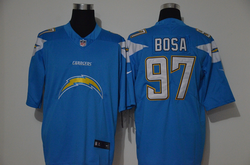 Men’s Los Angeles Chargers #97 Joey Bosa Light Blue 2020 Big Logo Vapor Untouchable Stitched NFL Nike Fashion Limited Jersey