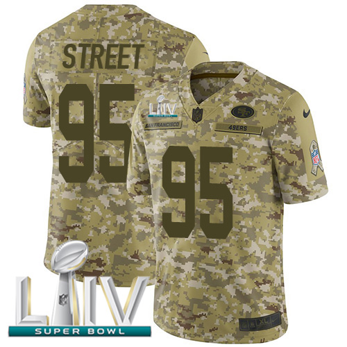 Nike 49ers #95 Kentavius Street Camo Super Bowl LIV 2020 Men’s Stitched NFL Limited 2018 Salute To Service Jersey
