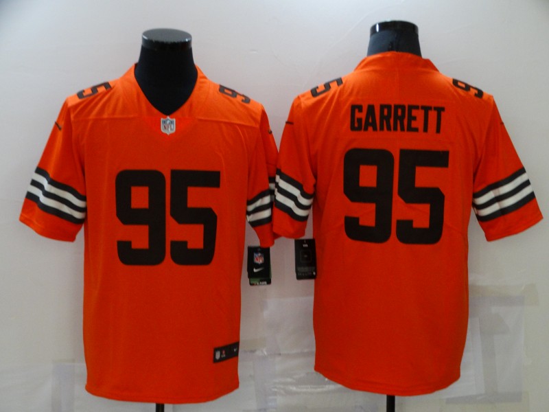 Men’s Cleveland Browns #95 Myles Garrett Orange 2021 Inverted Legend Stitched Nike Limited Jersey