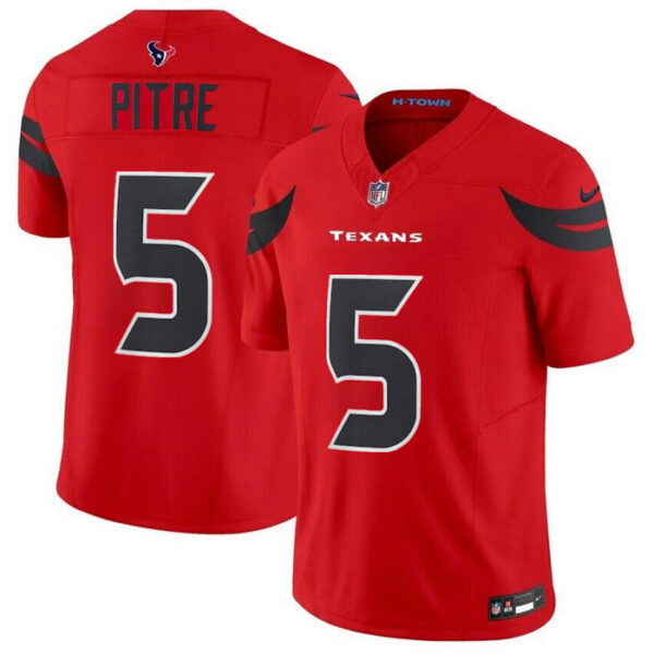 Men’s Houston Texans 5 Jalen Pitre Red 2024 Alternate F.U.S.E Vapor Football Stitched Jersey