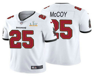 Men’s Tampa Bay Buccaneers #25 LeSean McCoy White 2021 Super Bowl LV Limited Stitched NFL Jersey