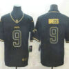 Men’s New Orleans Saints #9 Drew Brees Black 100th Season Golden Edition Jersey