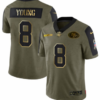 Men’s Olive San Francisco 49ers #8 Steve Young 2021 Camo Salute To Service Golden Limited Stitched Jersey