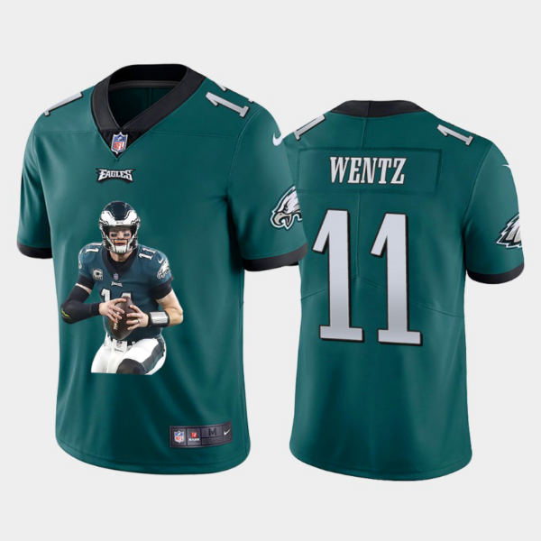 Men’s Philadelphia Eagles #11 Carson Wentz Midnight Green Player Portrait Edition 2020 Vapor Untouchable Stitched NFL Nike Limited Jersey