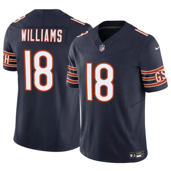 Men’s Chicago Bears #18 Caleb Williams Navy 2024 Draft F.U.S.E. Vapor Football Stitched Jersey