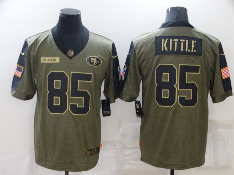 Men’s San Francisco 49ers #85 George Kittle Nike Olive 2021 Salute To Service Limited Player Jersey