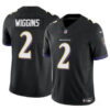 Men’s Baltimore Ravens #2 Nate Wiggins Black 2024 Draft F.U.S.E. Vapor Limited Football Jersey