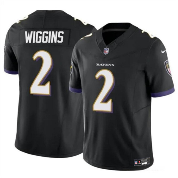 Men’s Baltimore Ravens #2 Nate Wiggins Black 2024 Draft F.U.S.E. Vapor Limited Football Jersey