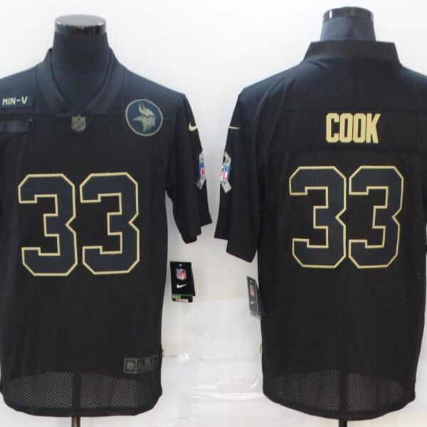 Men’s Minnesota Vikings #33 Dalvin Cook Black 2020 Salute To Service Stitched NFL Nike Limited Jersey