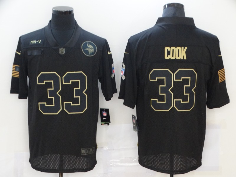 Men’s Minnesota Vikings #33 Dalvin Cook Black 2020 Salute To Service Stitched NFL Nike Limited Jersey