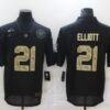 Men’s Dallas Cowboys #21 Ezekiel Elliott Black Camo 2020 Salute To Service Stitched NFL Nike Limited Jersey