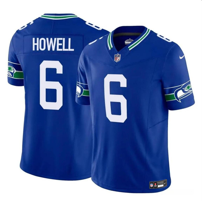 Men’s Seattle Seahawks #6 Sam Howell Royal 2023 F.U.S.E. Vapor Throwback Limited Football Stitched Jersey