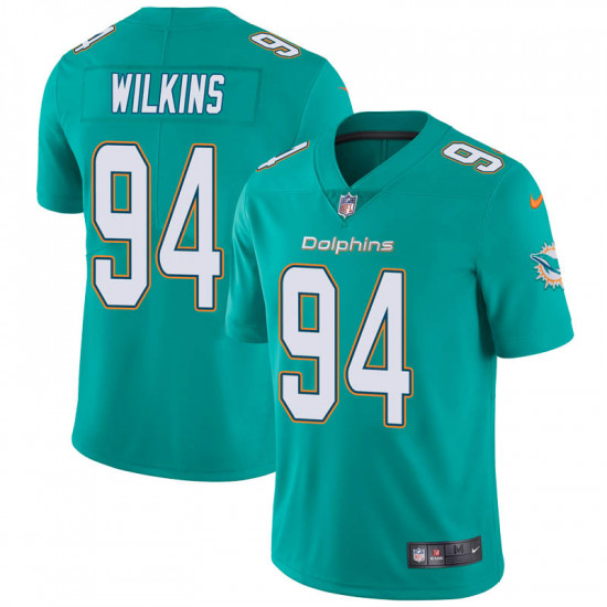 Nike Miami Dolphins #94 Christian Wilkins Men’s Limited Team Color Aqua Vapor Untouchable Nike Jersey