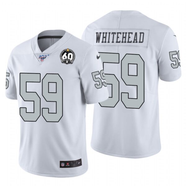 Nike Raiders #59 Tahir Whitehead White 60th Anniversary Patch Men’s Stitched NFL 100 Limited Color Rush Jersey