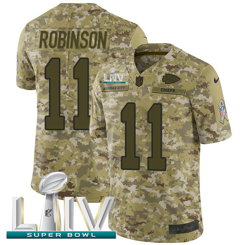 Nike Chiefs #11 Demarcus Robinson Camo Super Bowl LIV 2020 Men’s Stitched NFL Limited 2018 Salute To Service Jersey