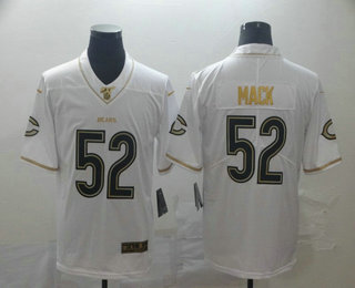 Men’s Chicago Bears #52 Khalil Mack White 100th Season Golden Edition Jersey