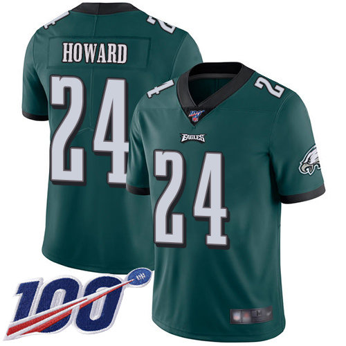 Nike Eagles #24 Jordan Howard Midnight Green Team Color Men’s Stitched NFL 100th Season Vapor Limited Jersey