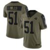 Men’s Carolina Panthers #51 Sam Mills Nike Olive 2021 Salute To Service Retired Player Limited Jersey
