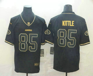 Men’s San Francisco 49ers #85 George Kittle Black 100th Season Golden Edition Jersey