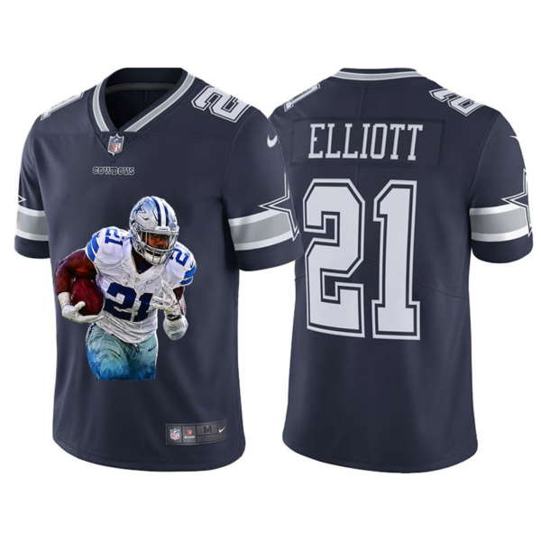 Men’s Dallas Cowboys #21 Ezekiel Elliott Grey Player Portrait Edition 2020 Vapor Untouchable Stitched NFL Nike Limited Jersey