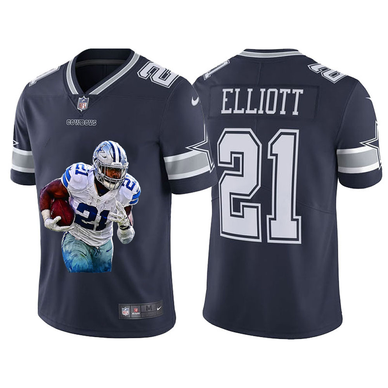 Men’s Dallas Cowboys #21 Ezekiel Elliott Grey Player Portrait Edition 2020 Vapor Untouchable Stitched NFL Nike Limited Jersey