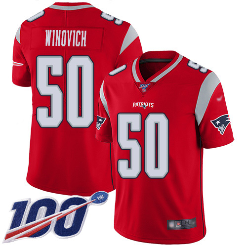 Men’s New England Patriots #50 Chase Winovich Limited Red 100th Season Inverted Legend Jersey