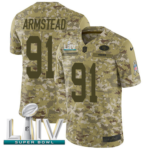 Nike 49ers #91 Arik Armstead Camo Super Bowl LIV 2020 Men’s Stitched NFL Limited 2018 Salute To Service Jersey